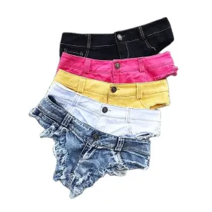 Women's Low Waist Tassel Denim Jean Shorts