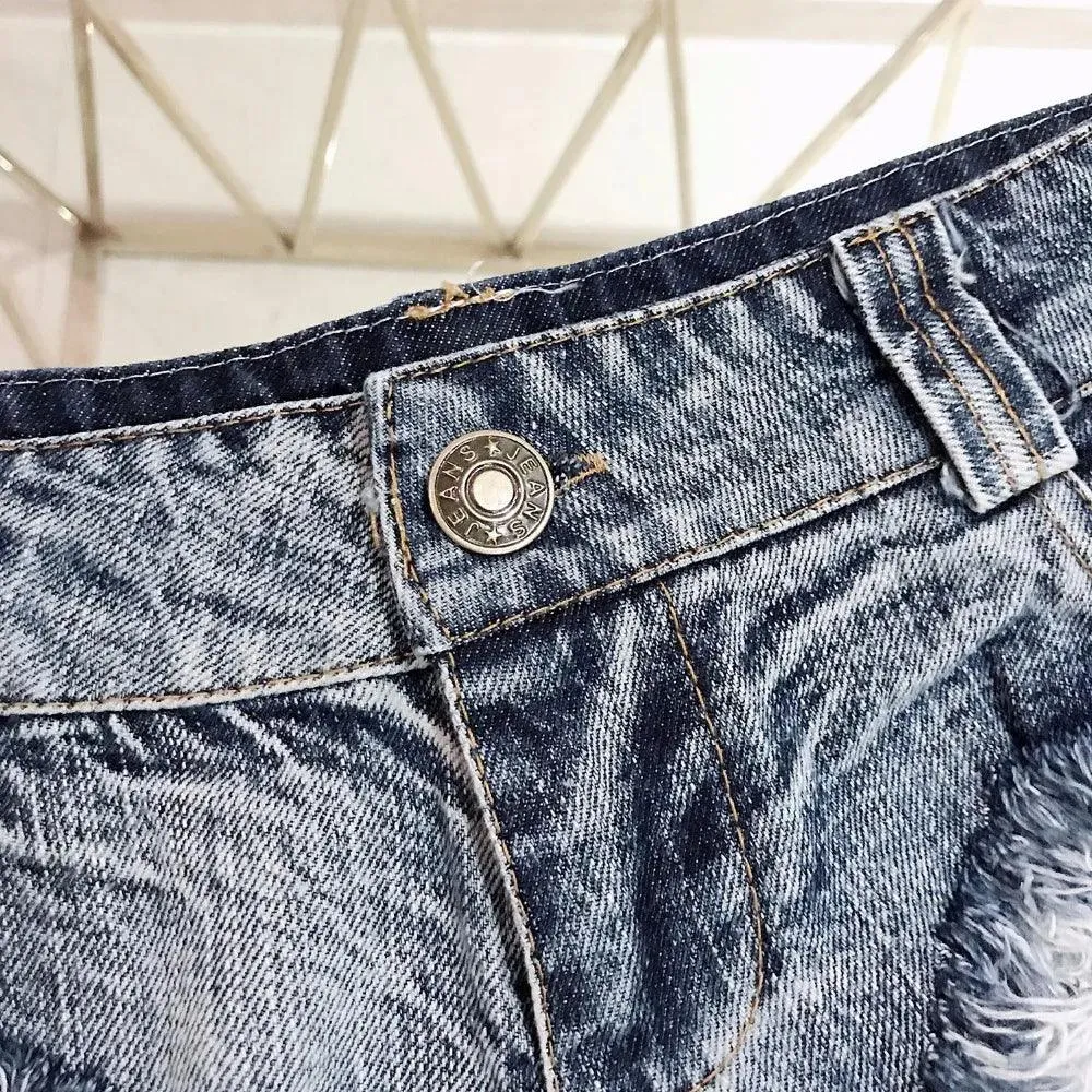 Women's Low Waist Tassel Denim Jean Shorts