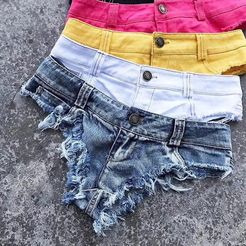 Women's Low Waist Tassel Denim Jean Shorts