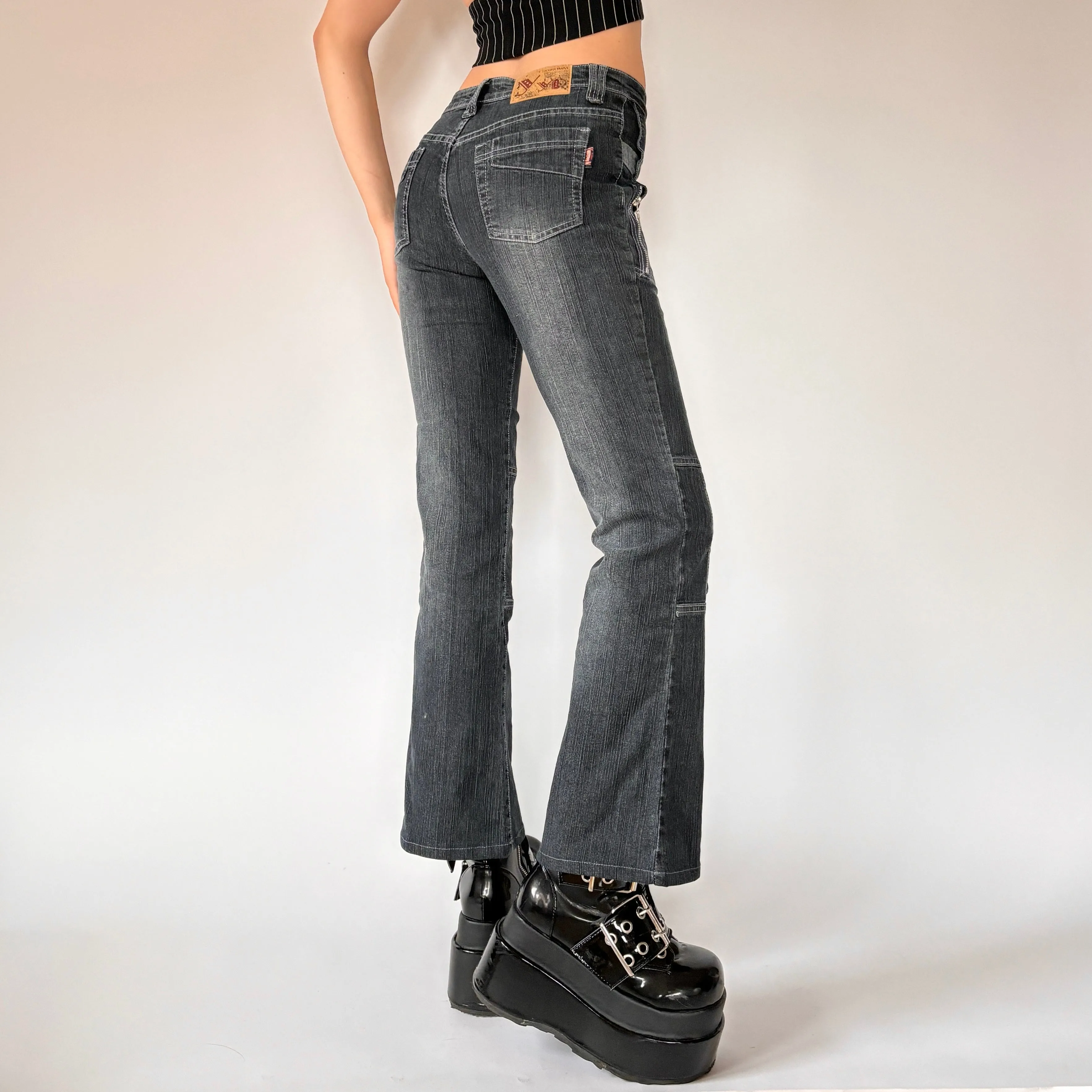 Y2K Zipper Flare Jeans (XS/S)
